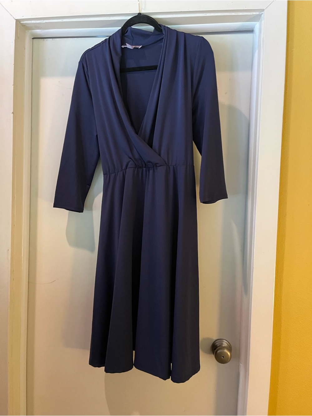 Midi Wrap-Style Dress in Deep Blue